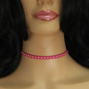 Pink Gothic Choker Adjustable Length Silver dots design (#28)